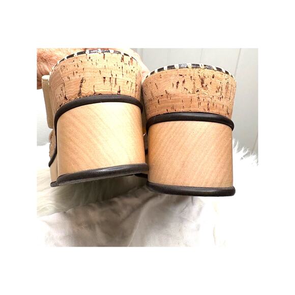 Chloe LAIA Biscotti Tan Suede Platform Slide Criss Cross Mule Sandal Heel 10 41 - Picture 4 of 7